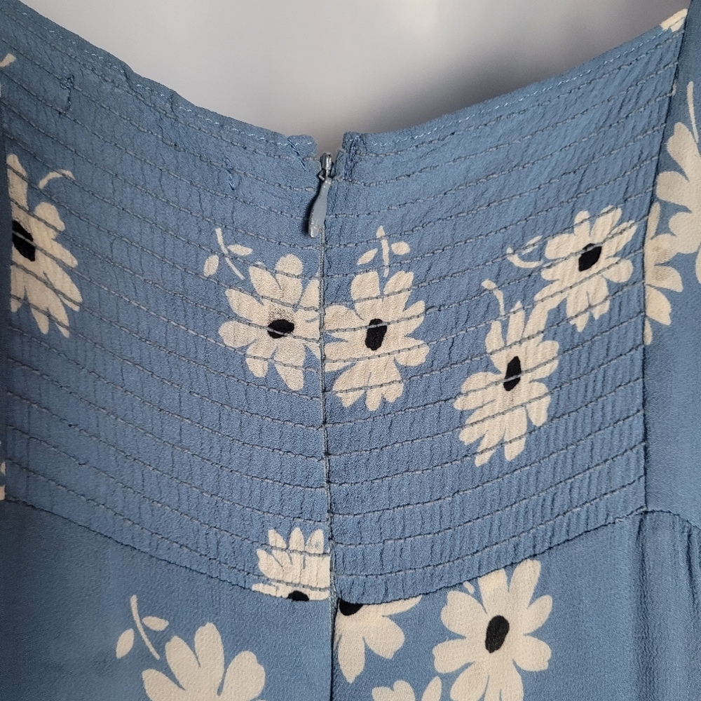 Reformation Chelsea Girl Cottagecore Kealy Blue Floral Print Midi Dress Size 0 - Picture 6 of 13